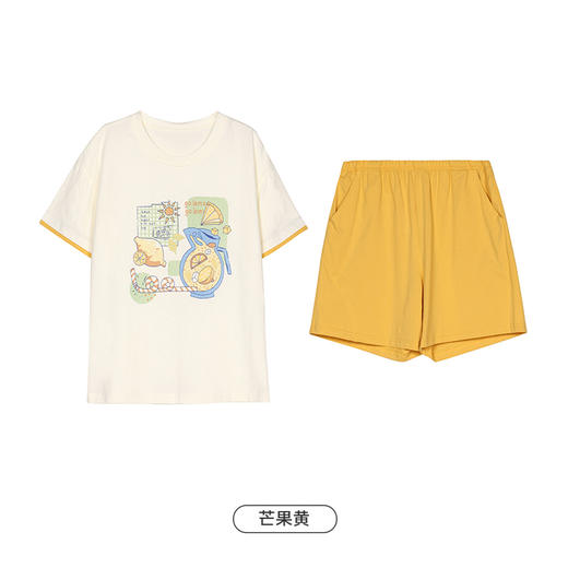 都市丽人生活家居春夏睡衣女32支CVC单面家居服薄款短袖短裤女士棉质套装LH42D1 商品图8
