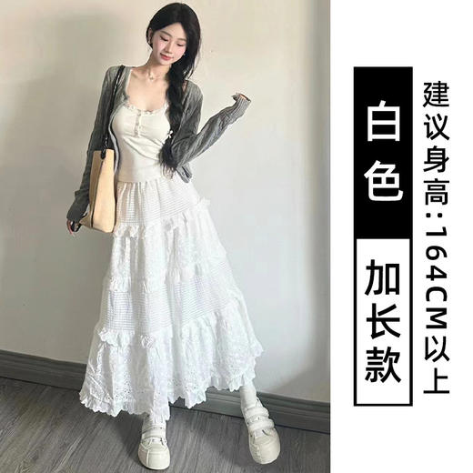 白色蛋糕裙女【春秋夏2025新款 高腰蓬蓬裙蕾丝中长款】a字法式半身裙 商品图6