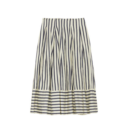 谜底条纹半身裙女2024年夏款复古文艺风高腰拼接中长裙242MB0645 商品图4