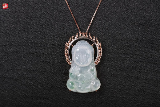天然翡翠【宝宝佛】吊坠 镶嵌：18K金镶 商品图0