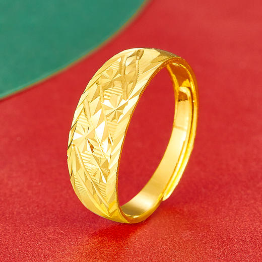 【限时克减128元】足金999.9 黄金车花斜纹活口蛇肚戒(JZ00680-02)（预售产品下单后不退款不退货不换货不补差价）（预售产品下单后不退款不退货不换货不补差价） 商品图0