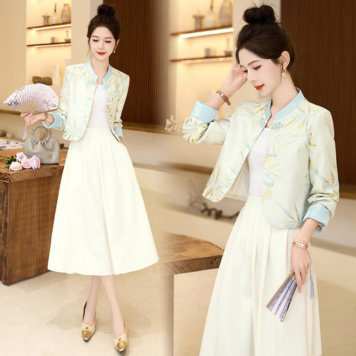 优雅新中式，提花半身裙两件套HR-QMC6183 商品图5