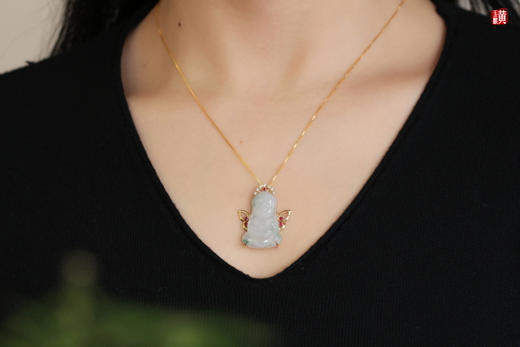 天然翡翠【宝宝佛】吊坠 镶嵌：18K金镶 商品图5