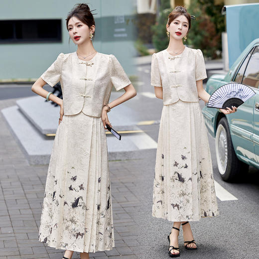 复古新中式，圆领短袖上衣马面裙两件套HR-YRX9100 商品图3