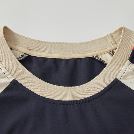 谜底宽松T恤短袖女2024年夏款复古运动风拼接感绣花上衣242MT0676 商品图3