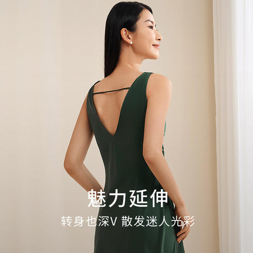 重磅真丝背心睡裙女100%桑蚕丝法式性感深V睡裙舒适家居服金三塔  YSFEB308 商品图3