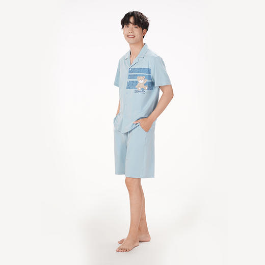 都市丽人亲情蜜语都市锋尚好睡好眠春夏睡衣男32支CVC单面家居服薄款短袖短裤男士棉质套装FH40A8 商品图2