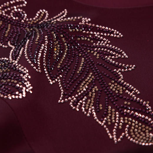 PE822斯尔丽24新款中袖收腰直身腰间立体收褶挡肉华丽高贵礼服连衣裙 商品图5