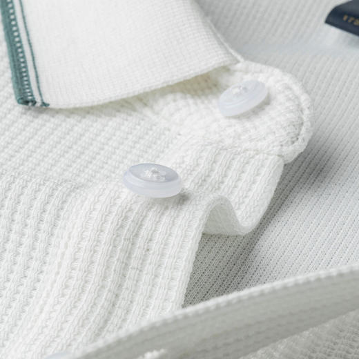 【华夫格含桑蚕丝】罗蒙男士春秋款加厚polo衫男长袖t恤男舒适男polo衫 商品图12