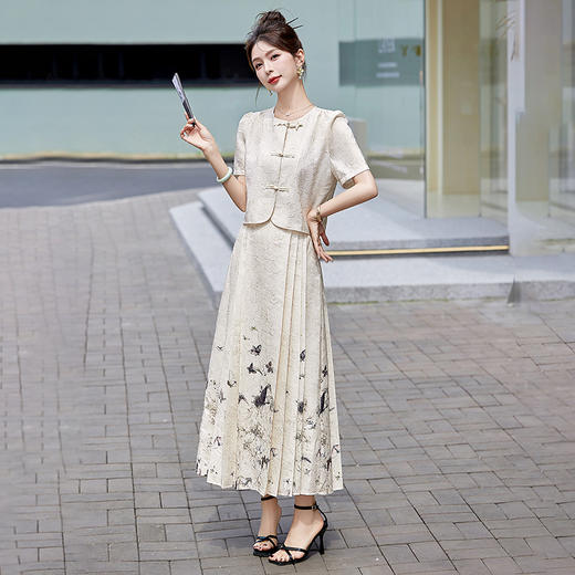 复古新中式，圆领短袖上衣马面裙两件套HR-YRX9100 商品图4