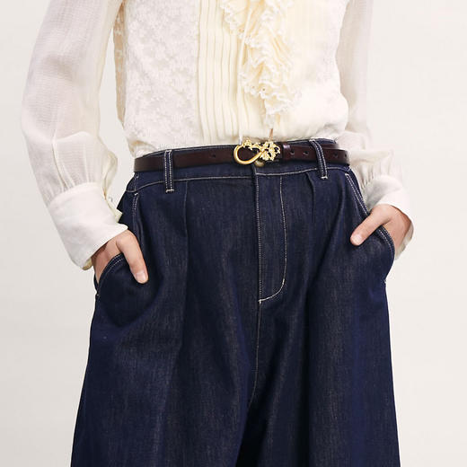 谜底牛皮革腰带女2024年夏季新品复古百搭雕花扣头皮带242MQ0907 商品图3