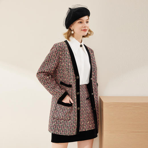 QE10A 斯尔丽2024春季新款时尚花纱温柔淑女气质小香风轻奢女式外套 商品图2