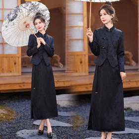 复古新中式，高级优雅气质重磅提花两件套HR-QMC6181