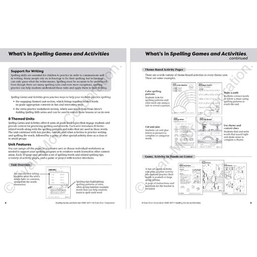 Evan-Moor Spelling Games and Activities Grade 1-6  拼写游戏和活动（教师版） 美国加州教辅 evanmoor 商品图2