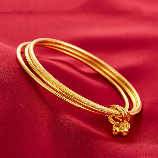 【限时克减150元】足金999.9 三生三世光面磨砂三圈手镯(空心）(SZ00060-01)（预售产品下单后不退款不退货不换货不补差价）（预售产品下单后不退款不退货不换货不补差价） 商品图1