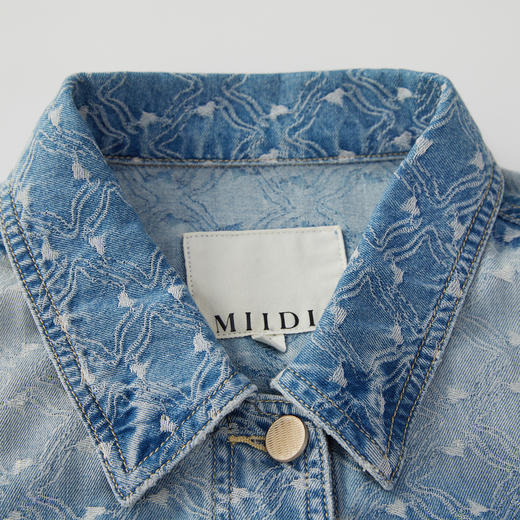 谜底牛仔马甲外套女2024夏季新品复古风提花中长款马夹242MM0679 商品图3