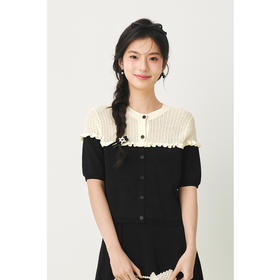 【严选】诗凡黎春精致法式浪漫荷叶边装饰两件套SF3130261