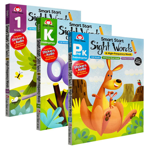 Evan-Moor Smart Start Sight Words Grade PreK-1 聪慧启蒙系列 高频词3册套装 美国加州教辅 商品图1