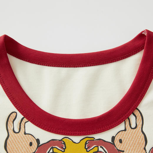 谜底圆领印花T恤女2024年夏季新品复古特色撞色修身上衣242MT0585 商品图3