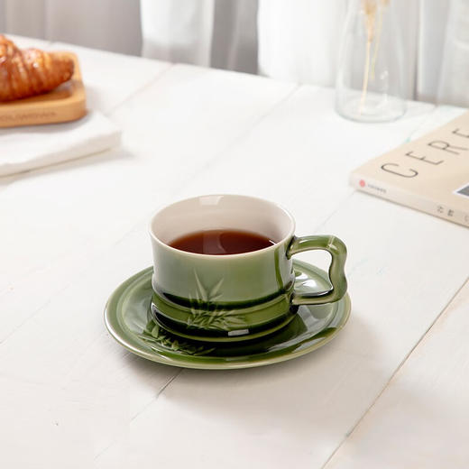 乾唐轩活瓷杯送礼佳品竹君子/花仙子咖啡杯国风马克杯一盘一杯套装礼品送人 宝石蓝+碧玺负离子 商品图3