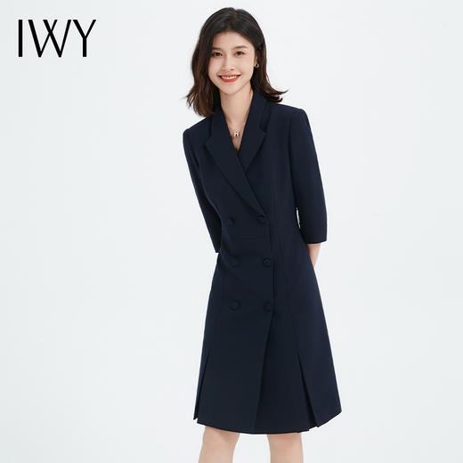 IWY/新款藏青色连衣裙七分袖西装裙商务通勤职业气质置业顾问工装Q13305 商品图4