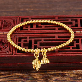 【限时克减150元】足金999 #两世欢 #古法两世欢圆珠(圆珠约3.1-3.5mm)手串(周长约16.5-17.5cm)(YGFSC00011)补差价）预售产品下单后不退款不退货不换货不补差价