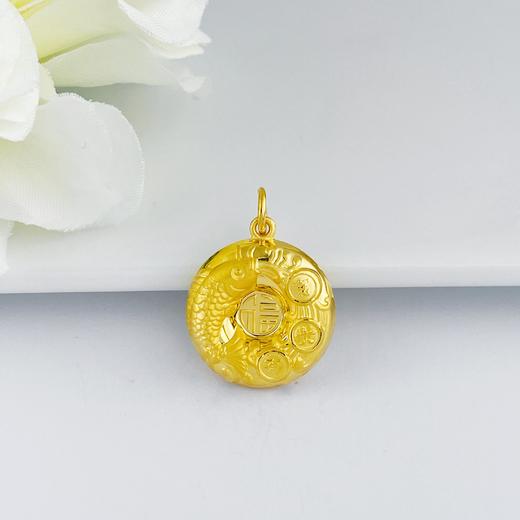 【限时克减150元】足金999.9 双面富贵有鱼空心福字平安扣吊坠(AF020DZ00079)（预售产品下单后不退款不退货不换货不补差价） 商品图0