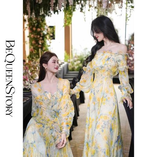 余潇潇【无尽繁花】浪漫金丝真丝顺纡轻盈连衣裙&吊带开衫&半身裙 商品图3