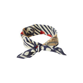 谜底小方巾女2024年夏新品复古田园风条纹波点纯棉头巾242MQ0901