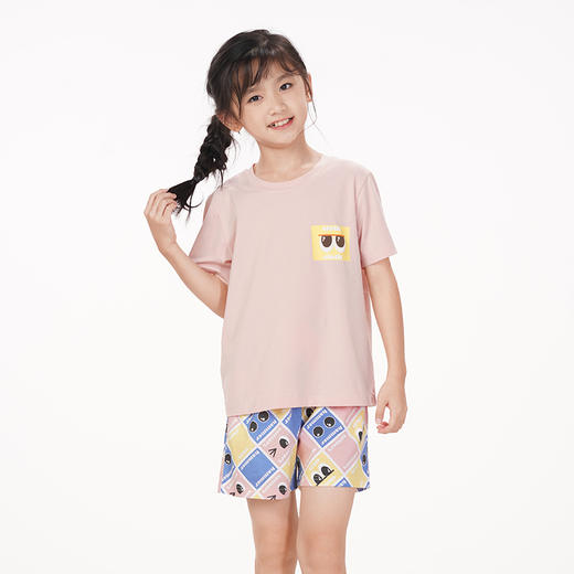 都市丽人亲情蜜语眯雅佳生活家居春夏睡衣男女童32支纯棉单面家居服薄款短袖短裤童装棉质套装JH49A2 商品图2