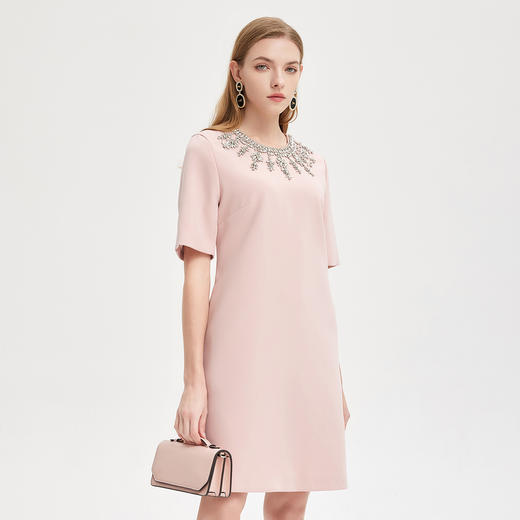 PE803斯尔丽2024新款华丽钉珠H身型高级质感礼服连衣裙 商品图2