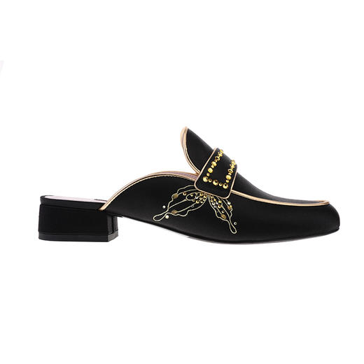 sheme新中式蝶雨彩虹系列丝绸搭配刺绣水晶休闲时尚女士包头拖鞋可定制 商品图0