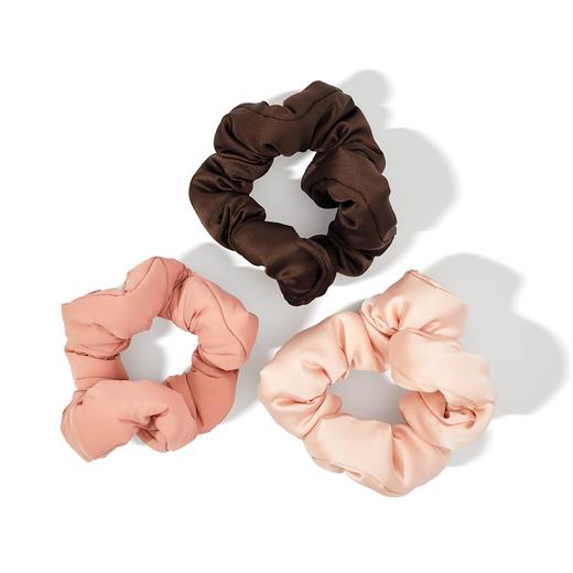 Kitsch Recycled Fabric Puffy Scrunchies 3 Piece Set - Rosewood 商品图1