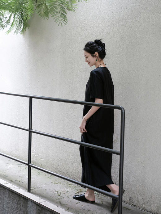 盛唐牡丹 |龟纹香云纱短袖长裙 商品图8