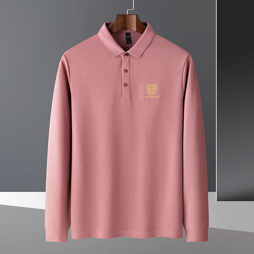14LP8026罗蒙男士虎头刺绣polo衫男长袖t恤男春秋加厚双面布男士t恤长袖上衣 商品图2