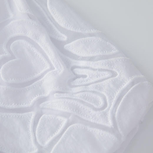 谜底T恤短袖女2024年夏季新品设计感绣花泡泡袖圆领上衣242MT0710 商品图3