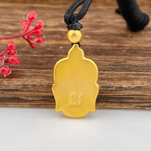 【限时克减150元】足金999 古法半实心挂绳福字佛头吊坠（含珠子）(YGFDZ00001-9)（预售产品下单后不退款不退货不换货不补差价）（预售产品下单后不退款不退货不换货不补差价） 商品图1