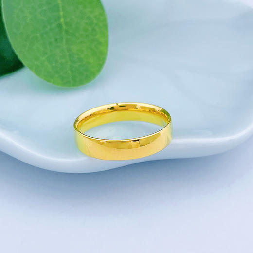 足金999.9 光面实心固口圈戒光圈戒素圈戒（面宽约4-4.5mm）(AF000JZ00066)（预售产品下单后不退款不退货不换货不补差价 商品图1