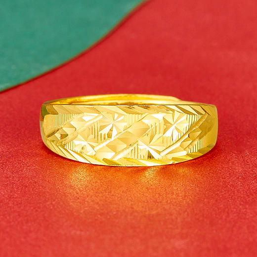 【限时克减128元】足金999.9 黄金车花斜纹活口蛇肚戒(JZ00680-02)（预售产品下单后不退款不退货不换货不补差价）（预售产品下单后不退款不退货不换货不补差价） 商品图1