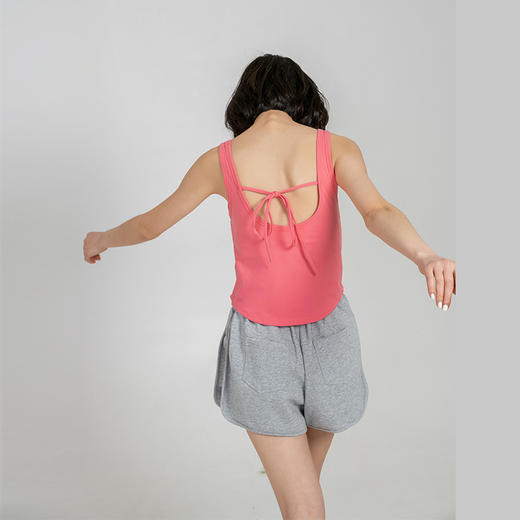 L RECNAVA [裸感磨毛] 背后系带带胸垫小圆摆背心 商品图3