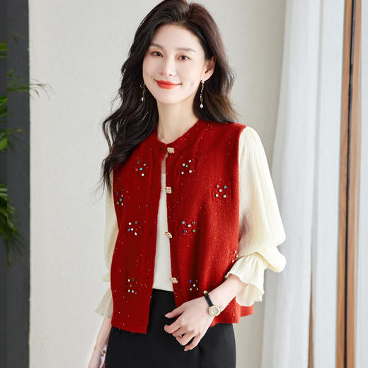 拼接假两件，小香风针织外套HR-MLLJ6690-2 商品图3