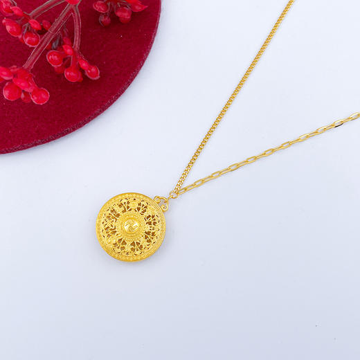 【限时克减150元】足金999 #八宝罗盘 (足金999字印)5G黄金镂空调节八宝罗盘套链（面宽约18.9mm）(5GTL01417-02)（预售产品下单后不退款不退货不换货不补差价 商品图1