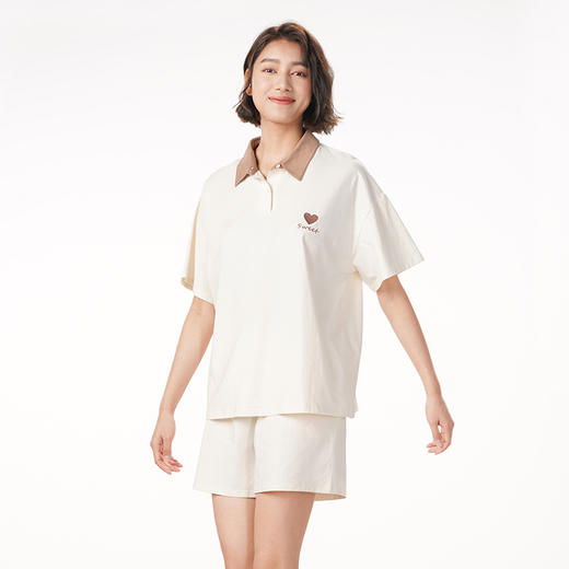 都市丽人生活家居春夏睡衣女32支纯棉单面家居服薄款短袖短裤女士棉质套装LH42A6 商品图1