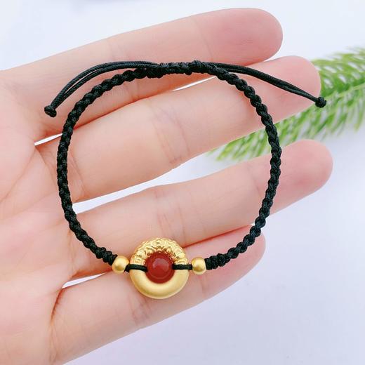 【限时7.5折】【定价黄金】足金 #热卖 #悟空 3D硬金红玛瑙相思豆祥云悟空金箍棒平安扣双珠黑色调节成品手串(AJ3DSC00200)（预售产品下单后不退款不退货不换货不补差价） 商品图4