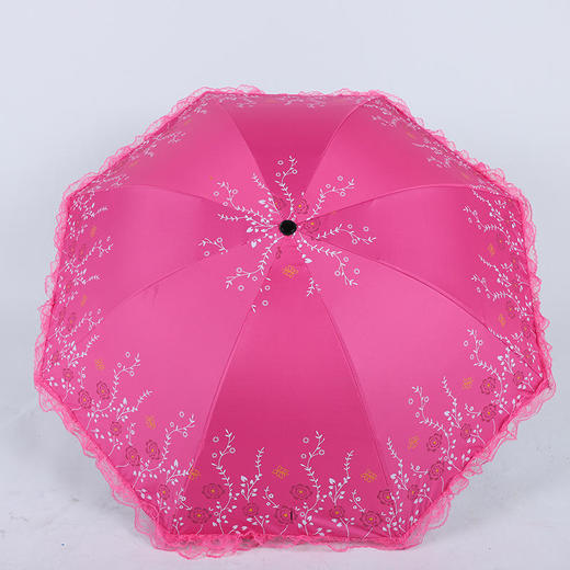 ALBB-厂家直供8骨黑胶三折伞女士蕾丝边遮阳伞太阳伞创意雨伞晴雨二 商品图6