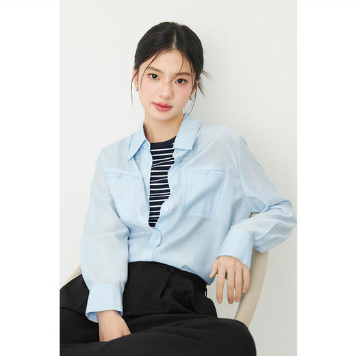 【严选】诗凡黎春基础醋酸品质衬衫SF3420551 商品图0