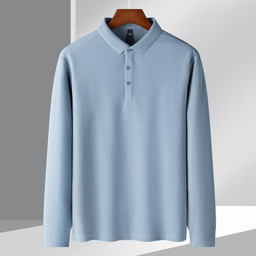 【华夫格】罗蒙男士含桑蚕丝polo衫男长袖t恤男春秋男士polo衫 商品图9