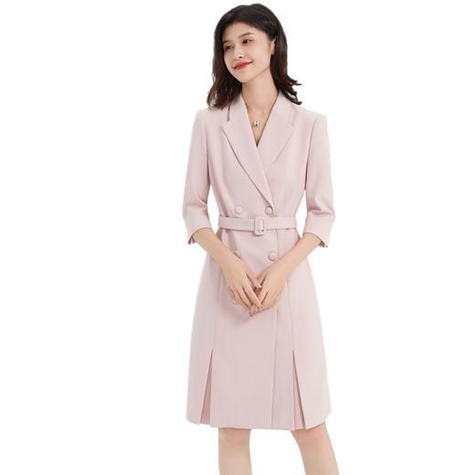 IWY/粉色连衣裙七分袖西装裙商务通勤修身优雅ol工装裙Q13305 商品图3