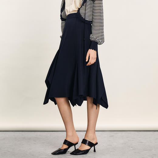 谜底半身裙女2024年夏季新品复古优雅不规则下摆中长裙242MB0681 商品图1