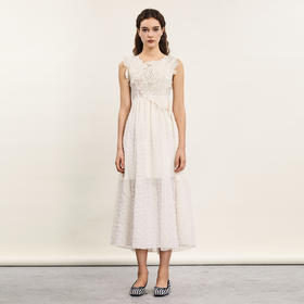 谜底高端系列连衣裙无袖2024夏新品复古风立体压花长裙242GL0696